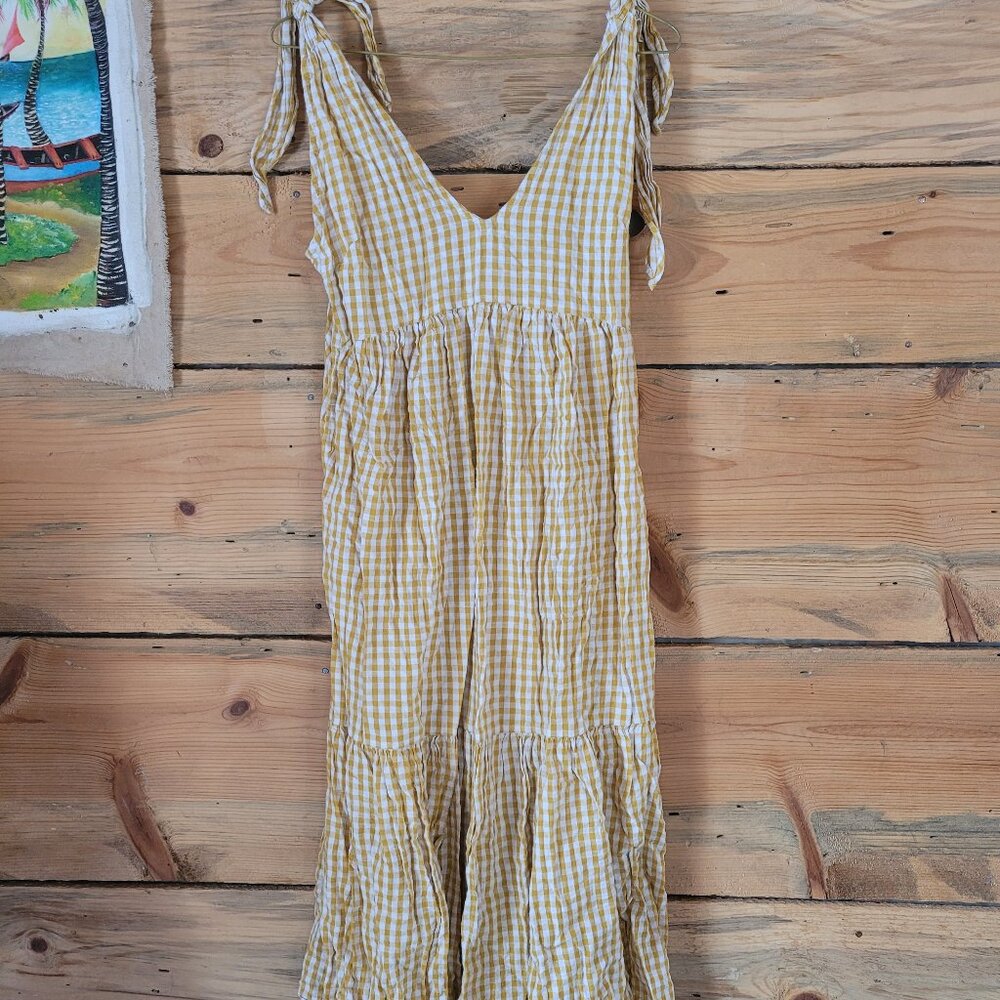 Opia cotton gingham maxi/midi dress